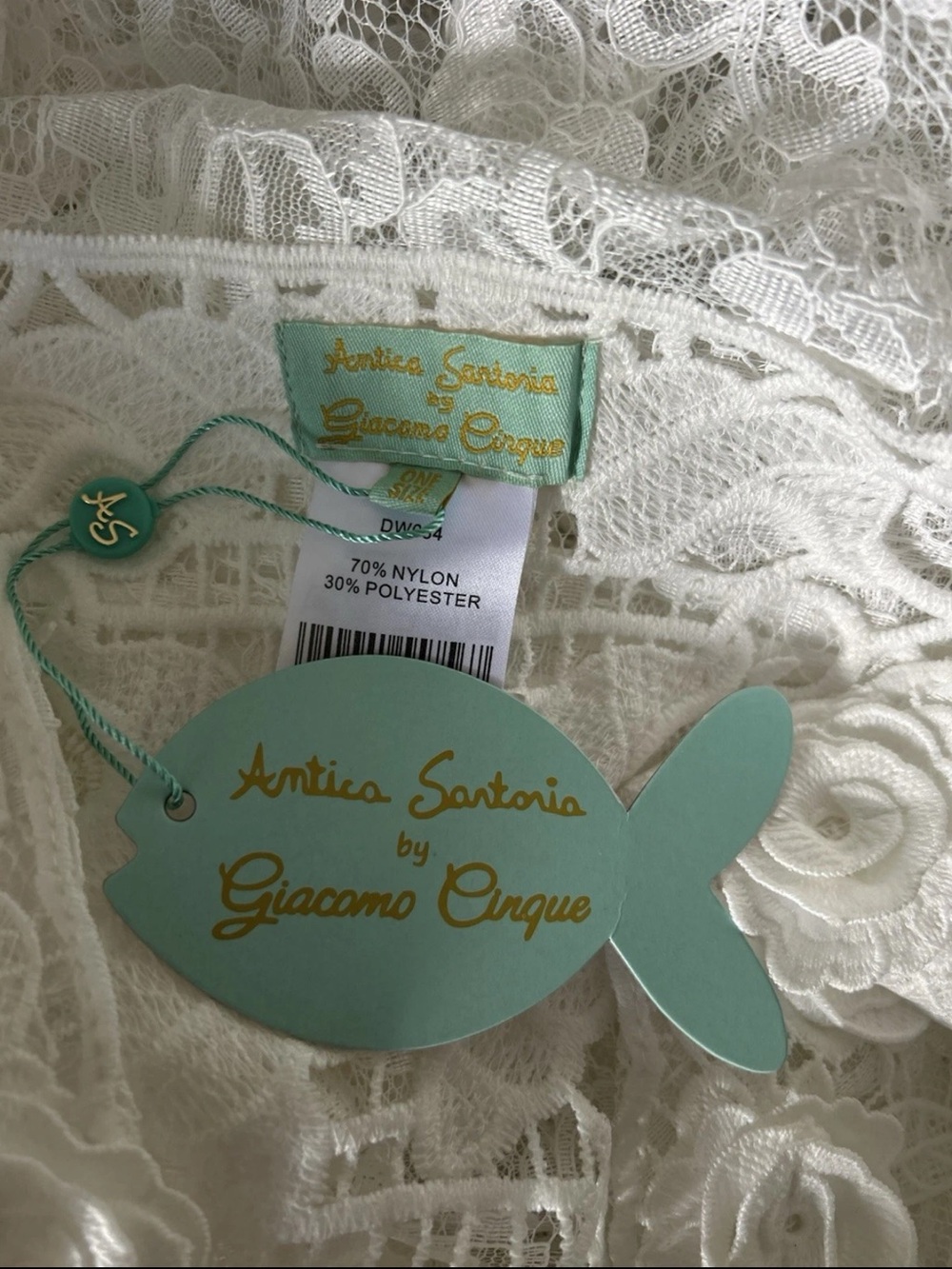 Antica sartoria Elegant White Lace Swim Cover-Up NWT O/S - Picture 9 of 10